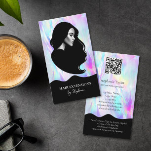 Holograph Luxury Hair Stylist Extensions Wig Photo Business Card