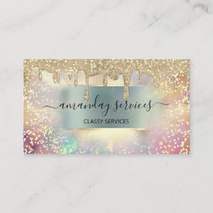 Holograph Makeup Lashes Gold Drips Nails Hair Business Card