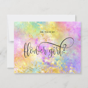 holograph opal will you be my flower girl?  invitation