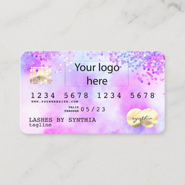 Holograph Pastel unicorn Modern Credit Card LOGO (Front)