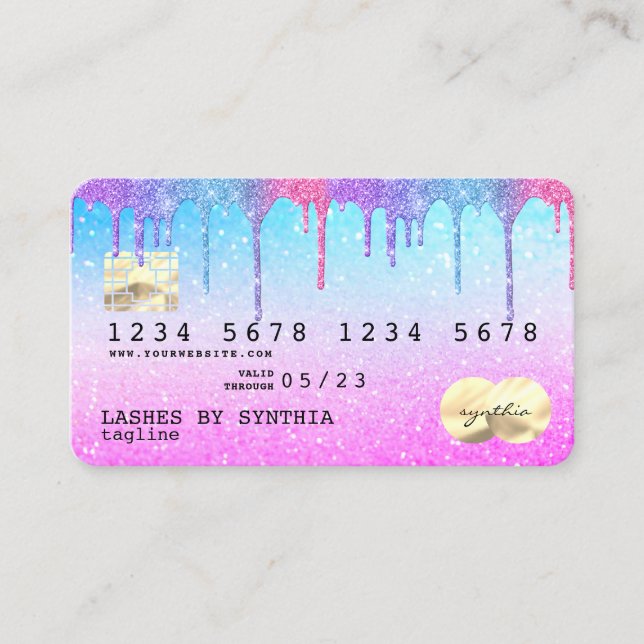 Holograph Pastel unicorn Modern Credit Card LOGO (Front)