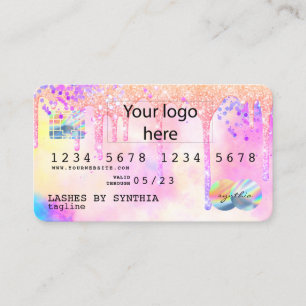 Holograph Pastel unicorn Modern Credit Card LOGO