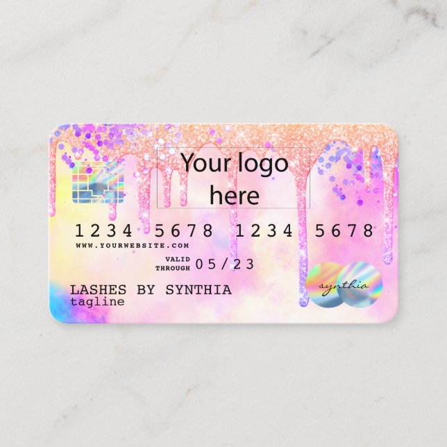 Holograph Pastel unicorn Modern Credit Card LOGO (Front)