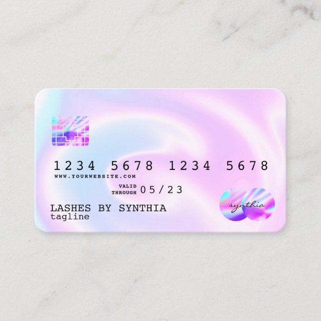 Holograph Pastel unicorn Modern Credit Card Style (Front)
