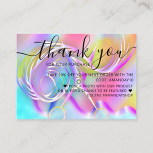 Holograph Shop Thank Discount Code Hair Product Business Card