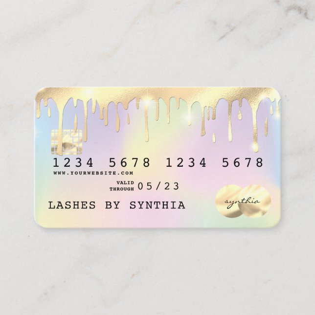 Holograph Unicorn Dripping Credit Card Gold (Front)