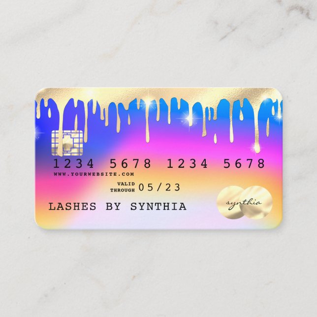 Holograph Unicorn Dripping Credit Card Gold (Front)