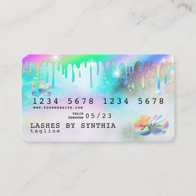 Holograph Unicorn Dripping Credit Card Lashes (Front)