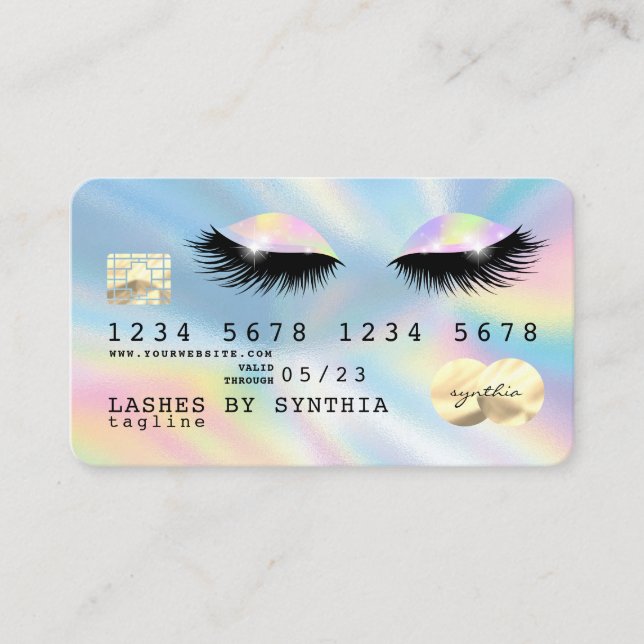 Holograph Unicorn Drips Credit Card eyes lashes (Front)