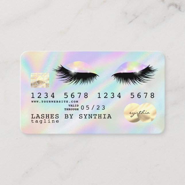 Holograph Unicorn Drips Credit Card eyes lashes (Front)