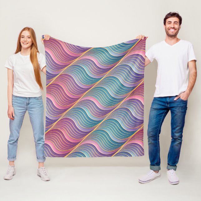 Holographic 3D Waves Illusion | Seamless  Fleece Blanket (In Situ)