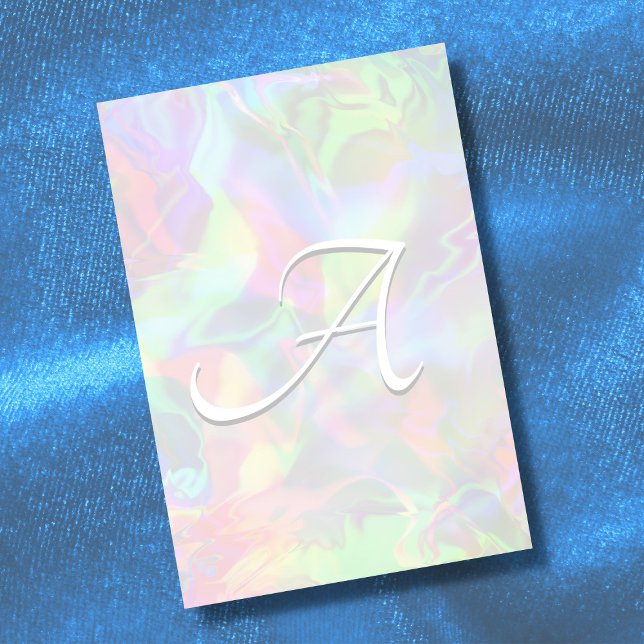 Holographic abstract opal gradient foil monogram post-it notes (Creator Uploaded)