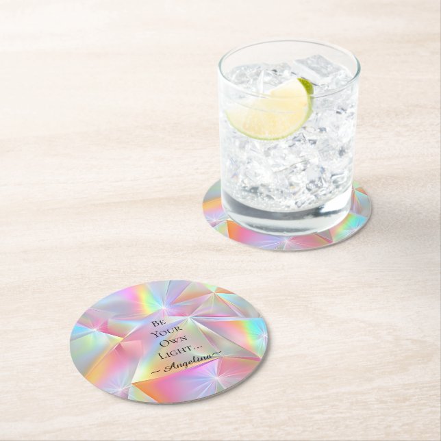 Holographic Aesthetic Round Paper Coaster (Insitu)