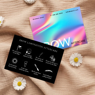 Holographic Aesthetician After Care Instruction Business Card