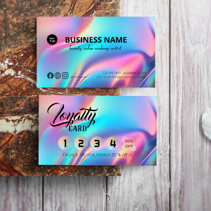 Holographic Aesthetician Elegant Script Calligraph Loyalty Card