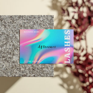 Holographic Aesthetician Lash Client After Care Business Card