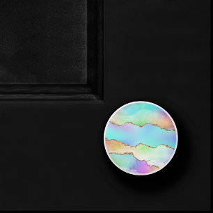 Holographic Agate Iridescent Pastel Ombre Marble Ceramic Knob