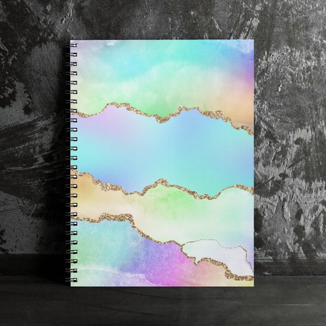 Holographic Agate | Iridescent Pastel Ombre Marble Notebook (Creator Uploaded)