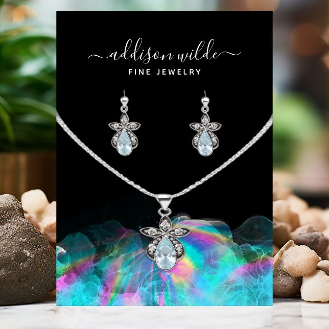 Holographic Alcohol Ink Necklace Earring Display Business Card (Creator Uploaded)