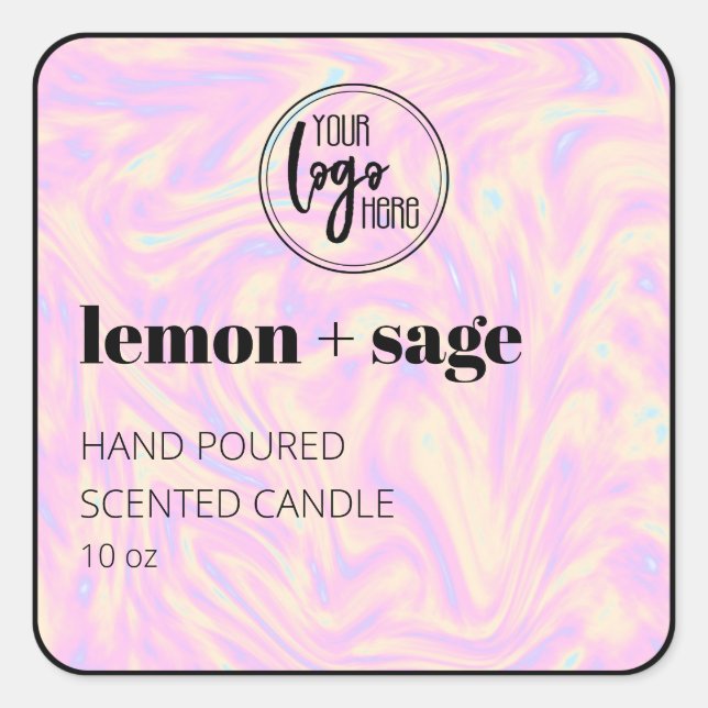Holographic And Black Your Logo Candle Label (Front)