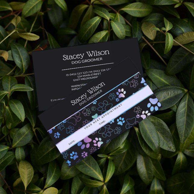  Holographic And Charcoal Paw Print Loyalty Card (Creator Uploaded)