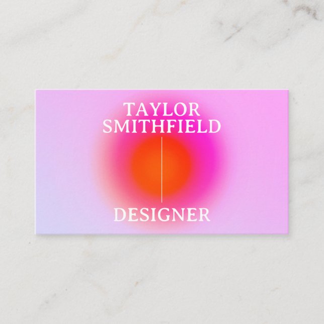 Holographic Aura Typography Gradient  Business Card (Front)