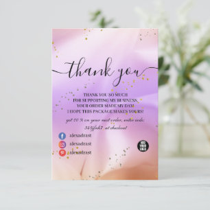 Holographic Background Hologram Neon Overlay Thank Thank You Card