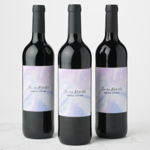 Holographic Background Hologram Neon Overlay  Wine Label