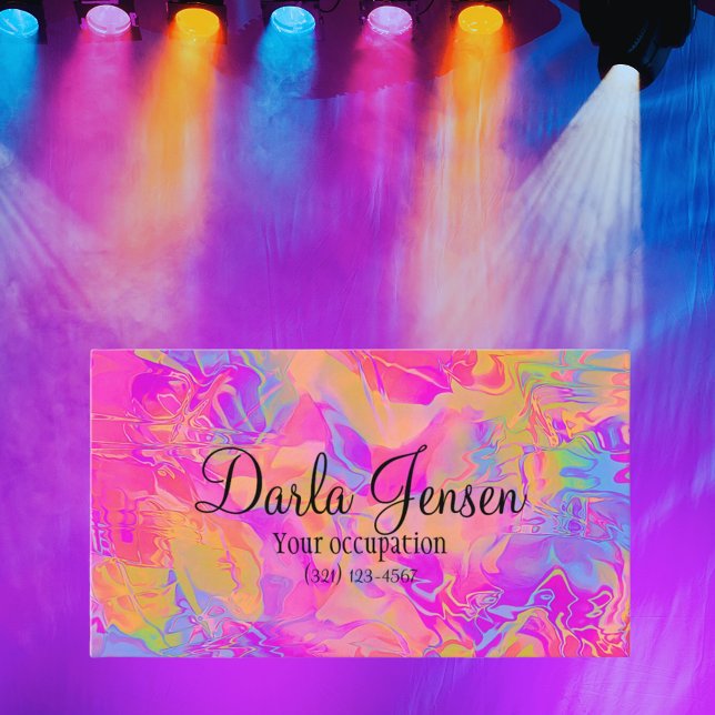 Holographic Background Modern Elegant Script Business Card (Creator Uploaded)