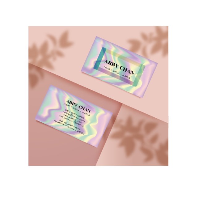Holographic Beauty Salon Hair Skin Nails Business Card (Creator Uploaded)