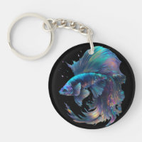 Holographic Beta Fish Keychain