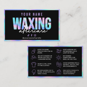 Holographic Black Modern Waxing Aftercare Business Card