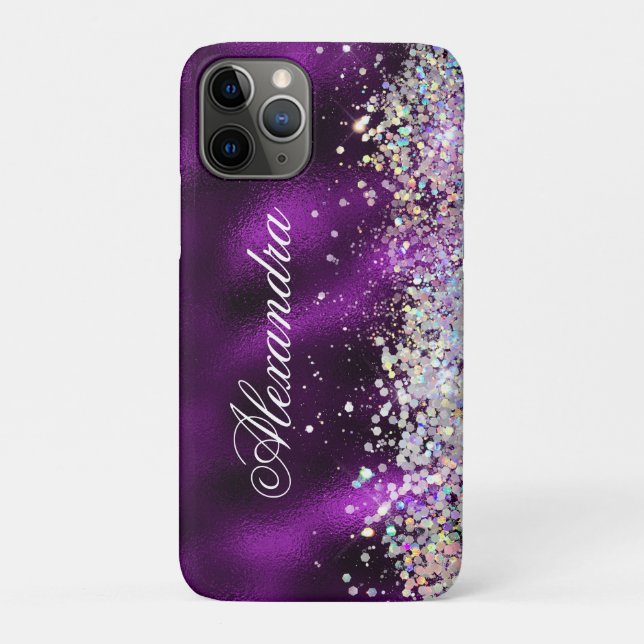 Holographic Bling Luxury Sparkle Glitter Custom Case-Mate iPhone Case (Back)
