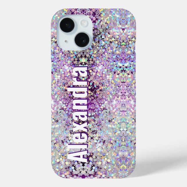 Holographic Bling Sparkles Glitter Purple Case-Mate iPhone Case (Back)