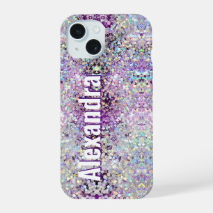 Holographic Bling Sparkles Glitter Purple iPhone 15 Case