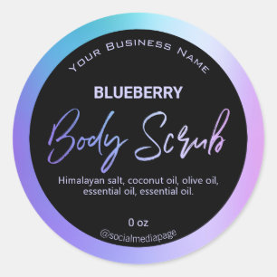 Holographic Blue And Purple Body Scrub Labels