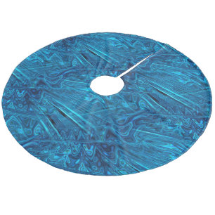 Holographic Blue Fractal FAUX Paua Abalone Shell Fleece Tree Skirt