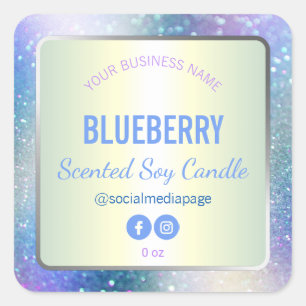 Holographic Blue Glitter Product Label