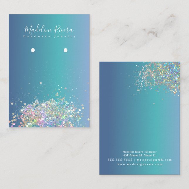 Holographic Blue Gradient  Earring Display Card (Front/Back)