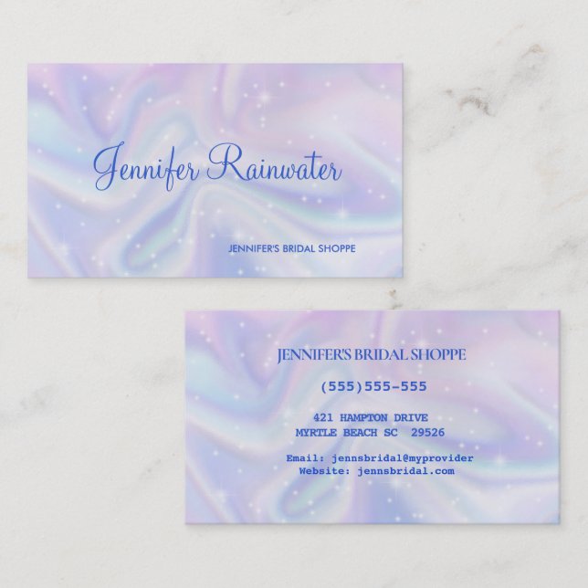  Holographic Blue Purple Glitter Business Card (Front/Back)