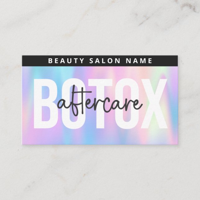 Holographic Botox Filler instructions Aftercare  Business Card (Front)