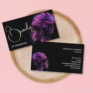 holographic braids braider braiding hair stylist business card