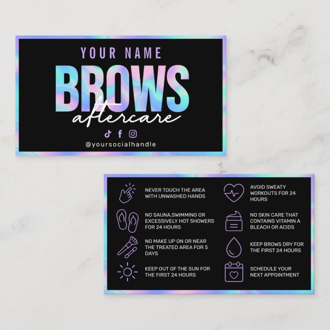 Holographic Brows Aftercare Card (Front/Back)