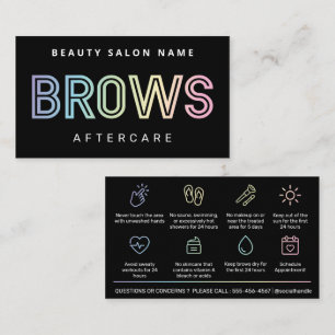 Holographic Brows Aftercare PMU Brow Instructions Business Card