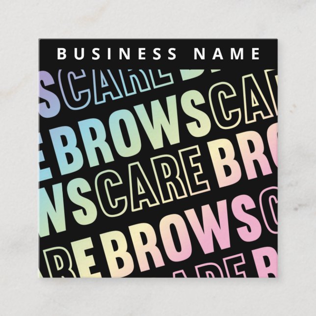 Holographic Brows Aftercare PMU Brow Instructions Square Business Card (Front)