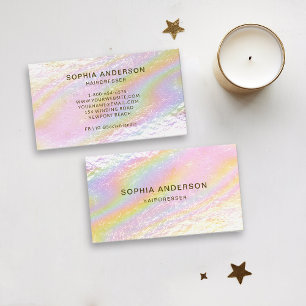 Holographic Brushed Pink Modern Minimalist Elegant Business Card