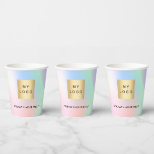 Holographic business corporate logo qr code paper cups