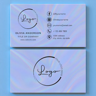 Holographic Business Logo Social Media Card