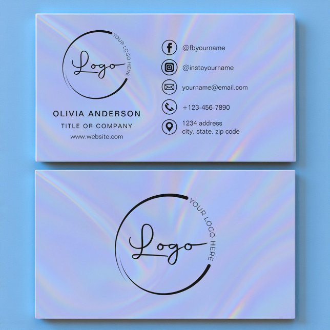 Holographic Business Logo Social Media Card (Creator Uploaded)