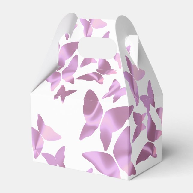 Holographic Butterflies Pink Sweet Sixteen Party   Favour Box (Back Side)